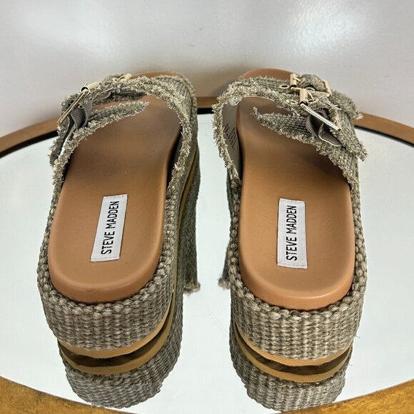 STEVE MADDEN Karrigan Womens Platform Sandals in Olive Size US 8 - Picture 9 of 10